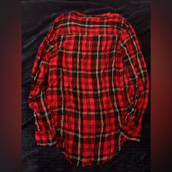 Red and black lace up top. EUC. Size small. - Picture 8 of 11